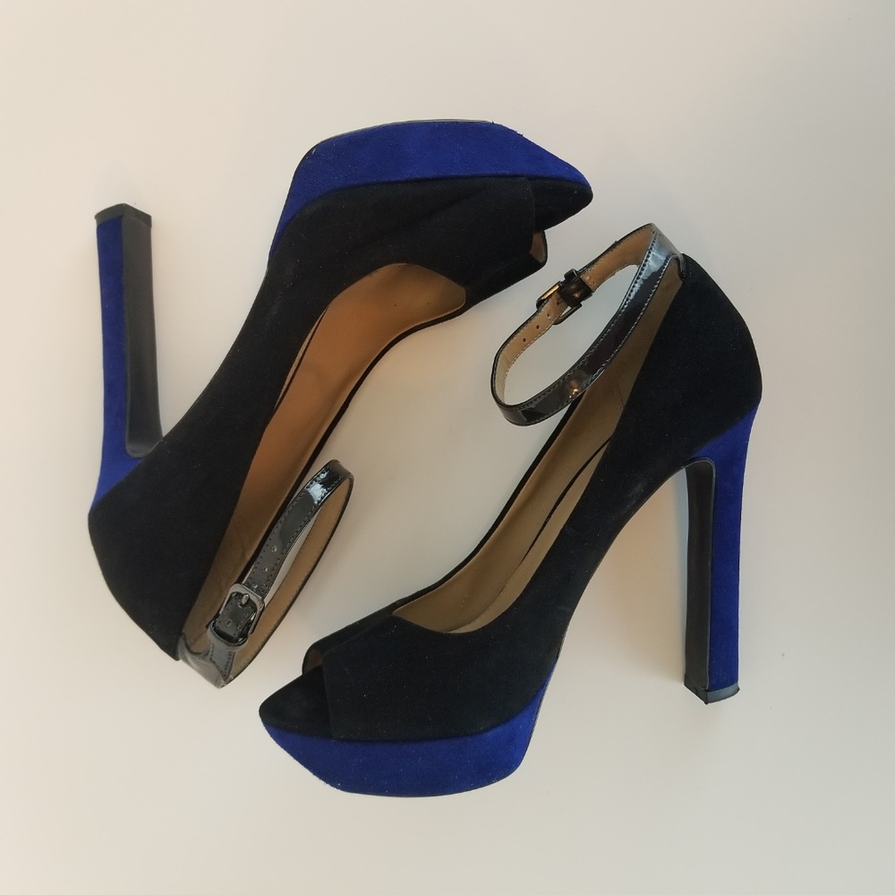 SOLD π« Zara Trafaluc Black&Blue Heels 8.5 - Picture 2 of 8